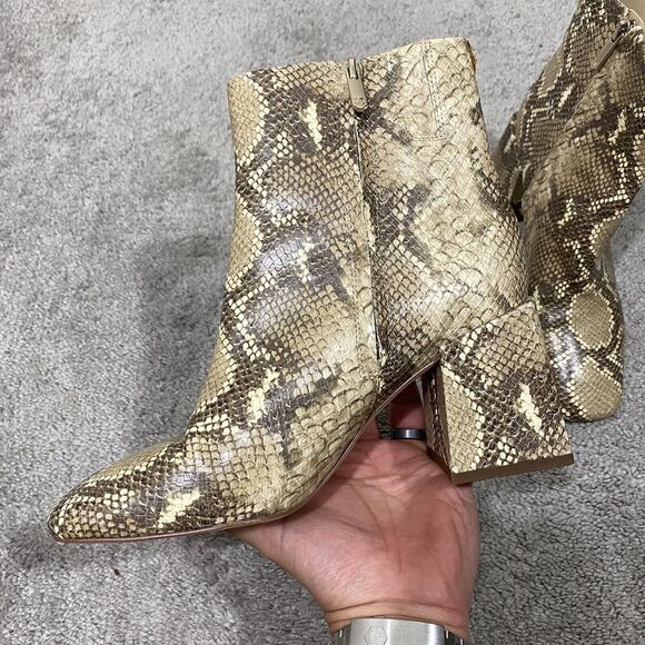 Sam Edelman Daruby Snakeskin Booties Womens 9M Brown Ankle Boots Block Heels - Picture 2 of 12